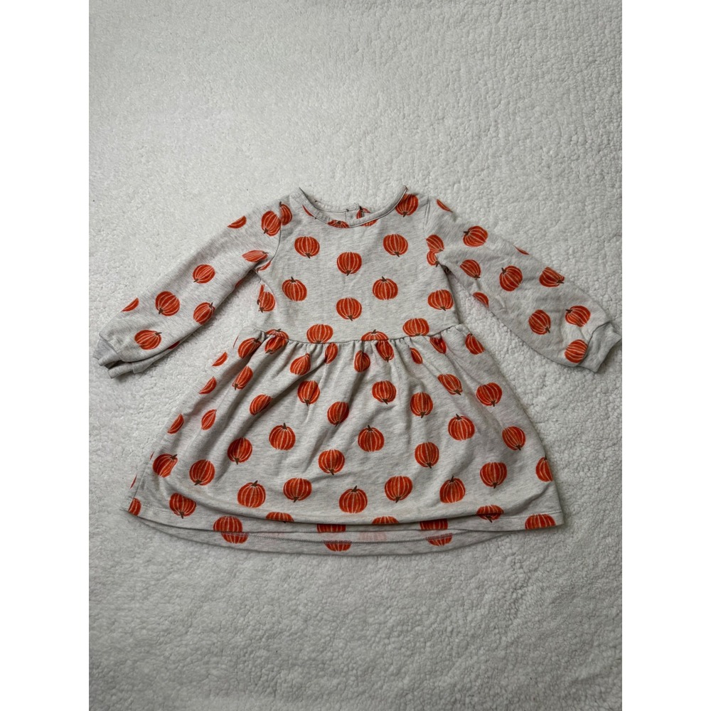 Carter's Pumpkin Print Dress Toddlers 4T Gray Excellent